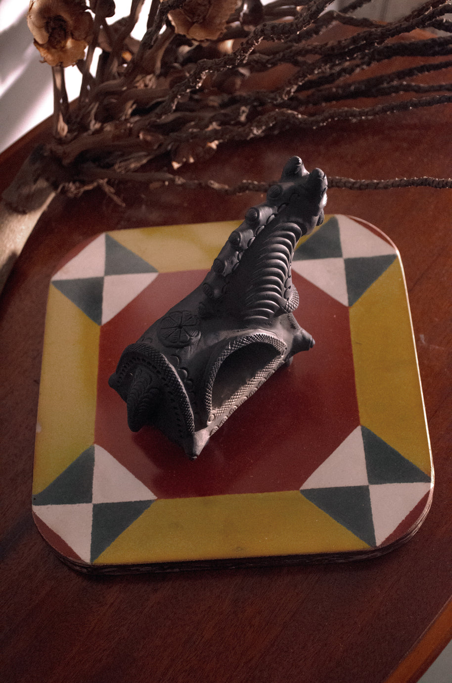 DHUPA - Black Terracotta Horse Incense Holder