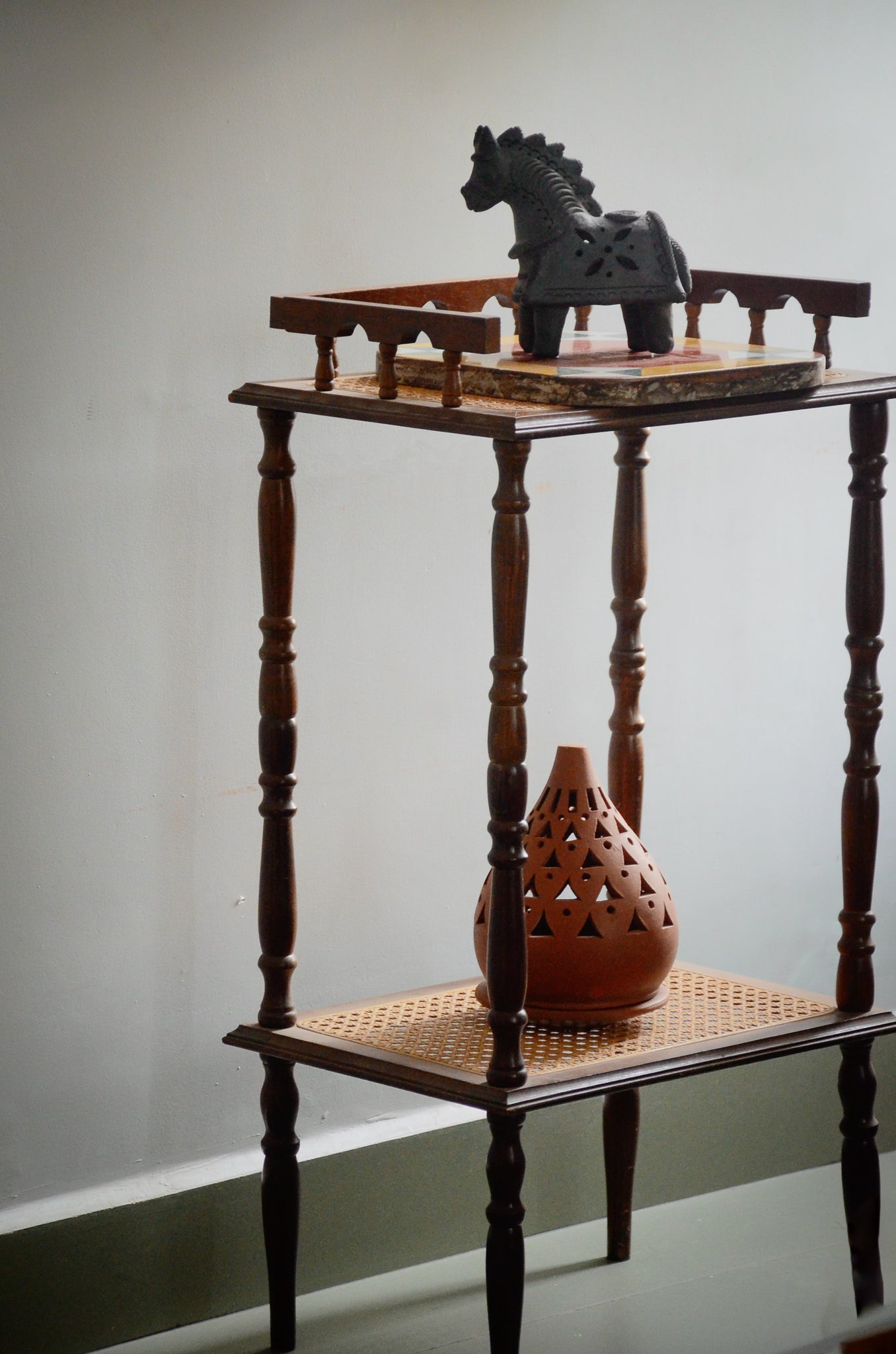 DHUPA - Black Terracotta Horse Incense Holder