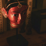 Large Golden Kinnal Head Sculpture - Woman