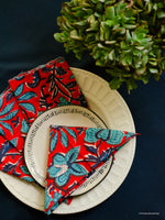 Load image into Gallery viewer, Red &amp; Blue Floral Napkins - SET OF 4

