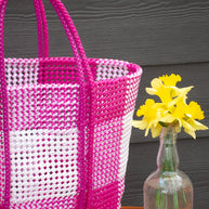 Made to Order - Pink Checkers - Large Market bag, South Indian Tote.