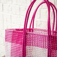 Made to Order - Pink Checkers - Large Market bag, South Indian Tote.