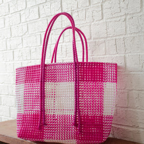 Made to Order - Pink Checkers - Large Market bag, South Indian Tote.