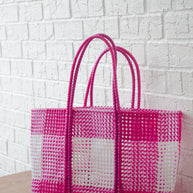 Made to Order - Pink Checkers - Large Market bag, South Indian Tote.