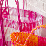 Made to Order - Pink Checkers - Large Market bag, South Indian Tote.