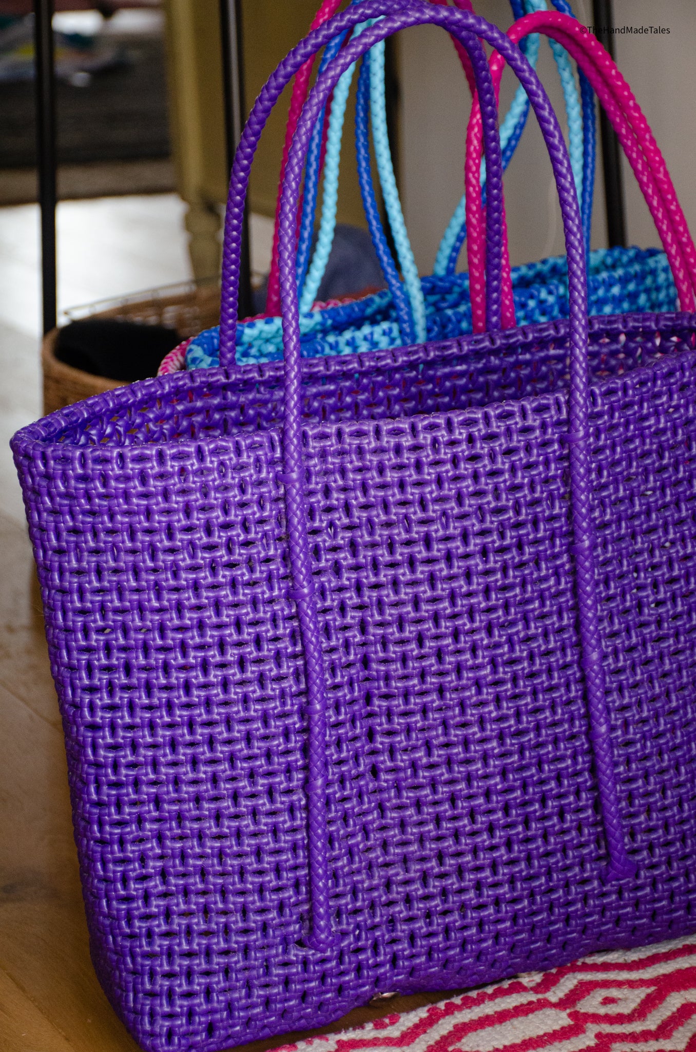 Purple Haze - Large Market bag, South Indian Wire Koodai