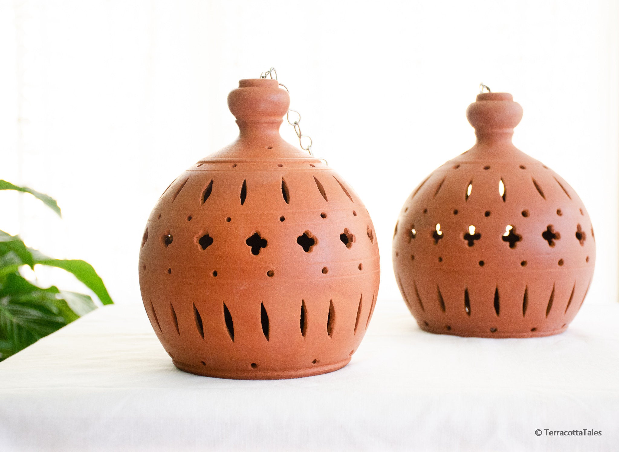 Set of 2 Kayal Terracotta Hanging Pendant Light