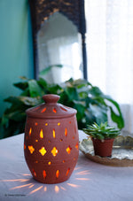 Load image into Gallery viewer, Tara Handmade Terracotta Candleholder with cutout pattern

