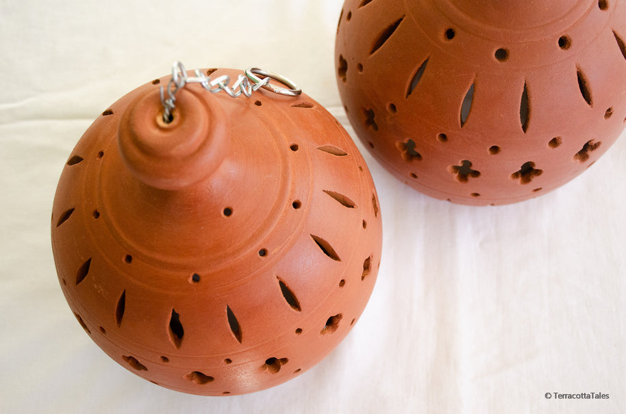 Set of 2 Kayal Terracotta Hanging Pendant Light
